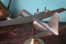 Load image into Gallery viewer, Vintage C.1950's  Brass Aircraft Model On Stand - Aviation Desk Sculpture - Hercules - 28 Cm Wingspan

