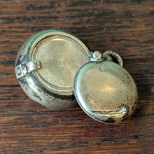 Load image into Gallery viewer, Antique Silver Sovereign Case - Circular Pocket Coin Holder With Hinged Cover
