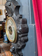 Load image into Gallery viewer, Antique Working Aneroid Barometer - Carved Lion Head Black Forest Style Wall Barometer - 32 X 58 Cm
