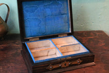 Load image into Gallery viewer, Antique Coromandel Gothic Revival Jewellery Box - Brass Mounted Casket With Dark Cabochon - 23 X 18 X 7 Cm

