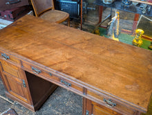 Load image into Gallery viewer, Antique Mahogany Pedestal Desk - English Paneled Writing Table - 135 x 75 x 50 cm
