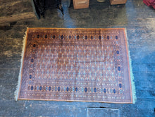 Load image into Gallery viewer, 6'2" x 4'2" - Vintage Pakistani Bokhara  Hand-Knotted Wool Rug - Rust Brown &amp; Indigo Blue - 188 x 128 cm
