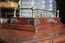 Load image into Gallery viewer, Antique Oak Tantalus Decanter Set - Locking Betjemann Style Case - Edwardian Barware
