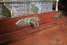 Load image into Gallery viewer, Antique Oak Tantalus Decanter Set - Locking Betjemann Style Case - Edwardian Barware
