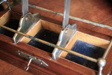 Load image into Gallery viewer, Antique Oak Tantalus Decanter Set - Locking Betjemann Style Case - Edwardian Barware
