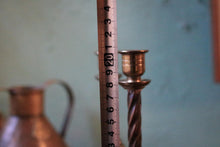 Load image into Gallery viewer, Pair Vintage Barley Twist Brass Candlesticks - Twisted Column Taper Holders - 21 cm / 8.3 in
