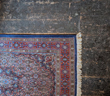 Load image into Gallery viewer, 3'2" x 4'11" - Vintage Hand-Knotted Wool Medallion Rug - Ruby Red &amp; Cobalt - 97 x 151 cm
