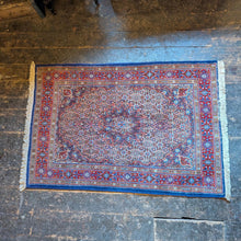 Load image into Gallery viewer, 3'2" x 4'11" - Vintage Hand-Knotted Wool Medallion Rug - Ruby Red &amp; Cobalt - 97 x 151 cm
