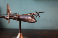 Load image into Gallery viewer, Vintage C.1950's  Brass Aircraft Model On Stand - Aviation Desk Sculpture - Hercules - 28 Cm Wingspan
