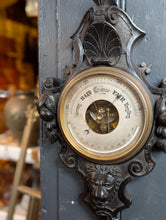 Load image into Gallery viewer, Antique Working Aneroid Barometer - Carved Lion Head Black Forest Style Wall Barometer - 32 X 58 Cm
