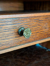 Load image into Gallery viewer, Antique Oak Roll Top Desk - Tambour Writing Desk With Pigeon Holes And Drawers
