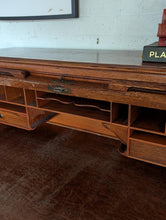 Load image into Gallery viewer, Antique Oak Roll Top Desk - Tambour Writing Desk With Pigeon Holes And Drawers
