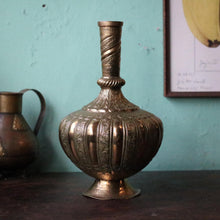 Load image into Gallery viewer, Vintage Engraved Indian Brass Surahi Vase Bottle – 26cm
