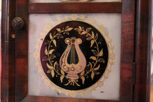 Load image into Gallery viewer, Antique Jerome &amp; Co Alarm Steeple Mantel Clock - Gothic Revival Rose Glass - Working American Shelf Clock, 39cm
