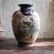 Load image into Gallery viewer, Vintage Japanese Ceramic Satsuma Style Vase – 19cm Geisha &amp; Landscape Scene
