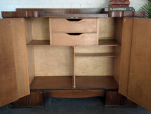 Load image into Gallery viewer, Art Deco Oak Sideboard Cabinet - Curved Front &amp; Carved Detail - 140 cm Wide
