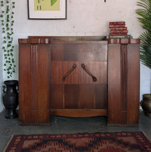 Load image into Gallery viewer, Art Deco Oak Sideboard Cabinet - Curved Front &amp; Carved Detail - 140 cm Wide
