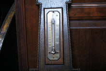 Load image into Gallery viewer, Antique Oak Barometer Thermometer – English Wall Weather Station – Beaded Case – 53 cm / 20.9”

