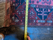 Load image into Gallery viewer, 3'4" x 5'4" - Vintage Afghan Baluch Tribal Hand-Knotted Wool Rug - Madder Red &amp; Indigo - 102 x 162 cm
