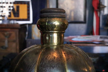 Load image into Gallery viewer, Large Vintage Indian Brass Ribbed Vessel – Sculptural Bottle Form – 34cm Tall
