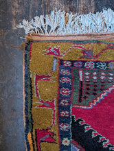 Load image into Gallery viewer, 3'6" x 5'11" - Vintage Hand-Knotted Wool Rug - Bold Tribal Geometric - Crimson &amp; Ochre - 106 x 180 cm
