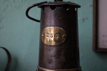 Load image into Gallery viewer, Antique Miners Lamp - Brass &amp; Steel Colliery Lamp
