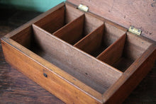Load image into Gallery viewer, Antique Wooden Pencil Case / Artist Box  - Divided Interior – 18 x 14 x 6 cm
