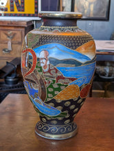 Load image into Gallery viewer, Pair Of Vintage Japanese Satsuma Style Vases – Hand Painted Figures &amp; Landscapes – 37cm / 14.6" Tall
