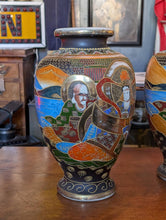 Load image into Gallery viewer, Pair Of Vintage Japanese Satsuma Style Vases – Hand Painted Figures &amp; Landscapes – 37cm / 14.6" Tall
