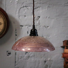 Load image into Gallery viewer, Vintage Pink Glass Pendant Light - Art Deco Style Ceiling Lamp - Rewired E27 With Twisted Cord
