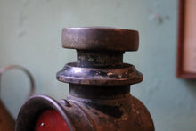 Load image into Gallery viewer, Antique Early 20th Century Carriage / Automobile Lamp - Red Glass Lens - 21 cm Tall
