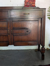 Load image into Gallery viewer, Vintage Solid Oak Sideboard by C.W.S. Limited – 153cm Wide - Carved Doors
