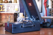 Load image into Gallery viewer, His Master’s Voice Portable Gramophone – Black Case – Working – HMV Wind-Up Record Player – 41cm
