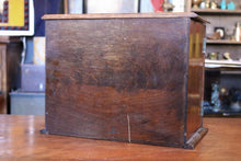 Load image into Gallery viewer, 1920s Oak Drinks /Smokers Cabinet – Glass Fronted – Cut Glass Decanter – Inscribed Presentation Piece – 39cm
