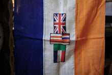 Load image into Gallery viewer, Vintage Naval Signal Flag – Tricolour Maritime Flag With Allied Emblem – 46 x 94 cm / 18.1” x 37”
