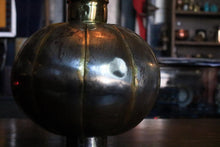 Load image into Gallery viewer, Large Vintage Indian Brass Ribbed Vessel – Sculptural Bottle Form – 34cm Tall
