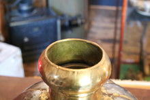 Load image into Gallery viewer, Large Vintage Indian Brass Ribbed Vessel – Sculptural Bottle Form – 34cm Tall
