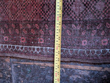 Load image into Gallery viewer, 203 x 115 cm - Vintage Hand-Knotted Tribal Wool Rug Runner - Dusty Rose &amp; Indigo Geometric - 203 x 115 cm

