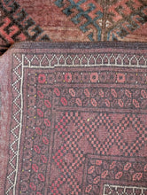 Load image into Gallery viewer, 203 x 115 cm - Vintage Hand-Knotted Tribal Wool Rug Runner - Dusty Rose &amp; Indigo Geometric - 203 x 115 cm
