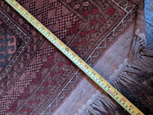 Load image into Gallery viewer, 203 x 115 cm - Vintage Hand-Knotted Tribal Wool Rug Runner - Dusty Rose &amp; Indigo Geometric - 203 x 115 cm
