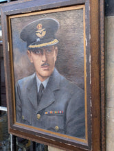 Load image into Gallery viewer, Vintage 1940's RAF WW2 Officer Portrait Painting In Wooden Frame - 54 x 65 cm
