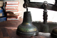 Load image into Gallery viewer, Antique Cast Iron Kitchen Scales – Brass Pan &amp; Weights – Decorative Balance Scale – 30cm Wide x 20cm Tall
