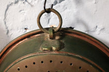 Load image into Gallery viewer, Antique Copper Kitchen Colander – Large Hanging Strainer Pan – Rustic French Country Decor – 37cm Diameter
