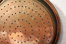 Load image into Gallery viewer, Antique Copper Kitchen Colander – Large Hanging Strainer Pan – Rustic French Country Decor – 37cm Diameter
