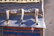 Load image into Gallery viewer, Vintage Afghan Baluch Saddle Bag – Handwoven Tribal Wool &amp; Leather Hanging – Early 20th Century – 124 x 47 cm / 48.8" x 18.5"
