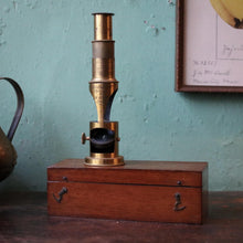 Load image into Gallery viewer, Antique Victorian Brass Field Microscope By Aitchison &amp; Co Opticians To H.M. Govt London In Mahogany Case
