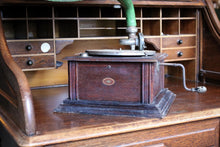 Load image into Gallery viewer, Antique Edwardian Green Horn Tabletop Gramophone Phonograph
