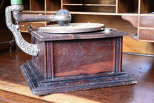 Load image into Gallery viewer, Antique Edwardian Green Horn Tabletop Gramophone Phonograph
