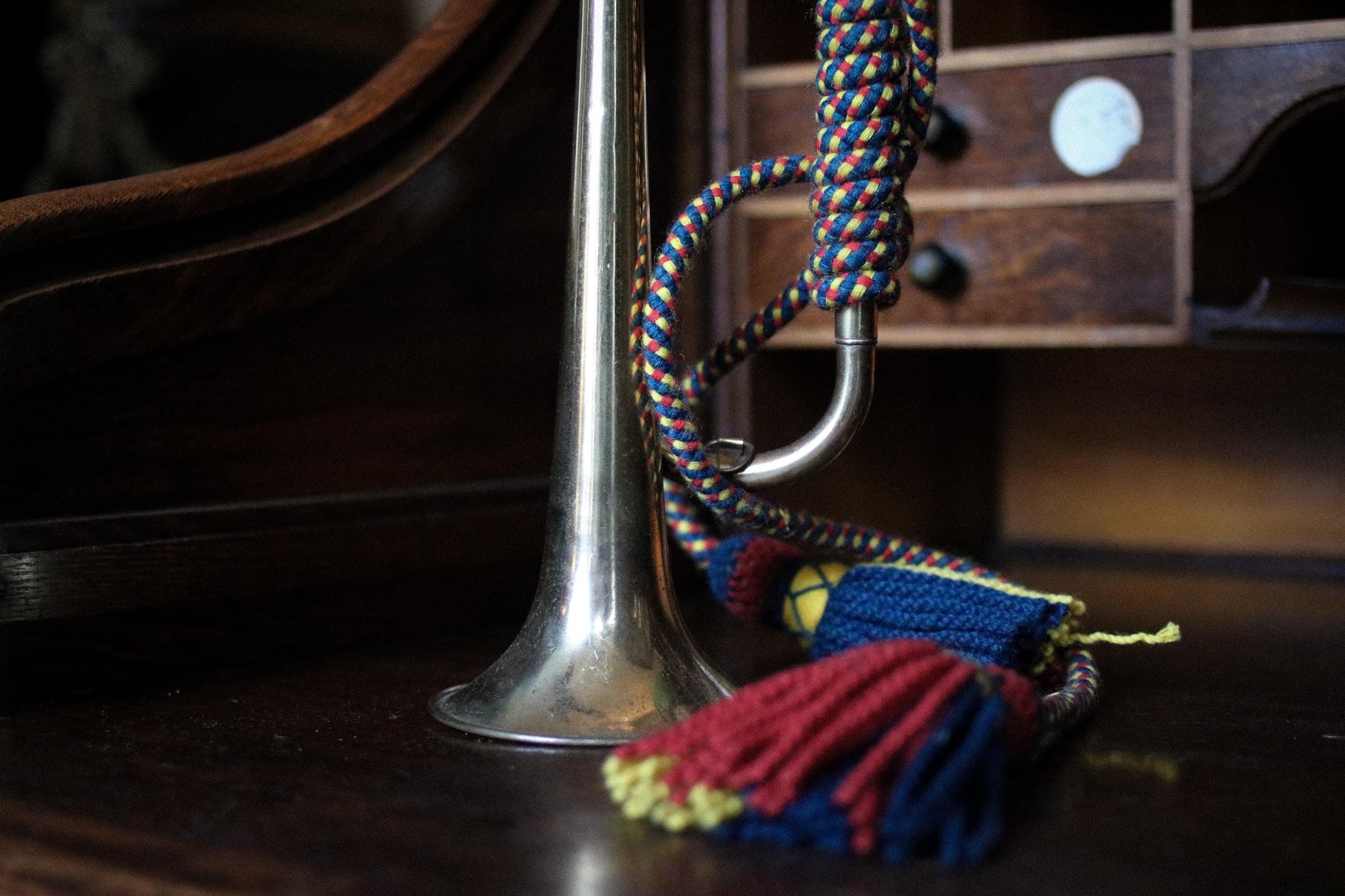 Vintage Ceremonial Brass Bugle With Braided Cord And Tassels - Militar ...