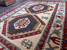 Load image into Gallery viewer, 4'6" x 6'0" - Antique Hand-Knotted Tribal Wool Rug - Caucasian Kazak Style Carpet With Thick Pile - 182 x 137 cm
